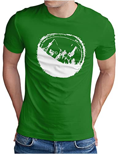 OM3® Downhill Mountainbike T-Shirt - Herren - Fahrrad Berg MTB Bicycle Biking - Grün-WS, XXL