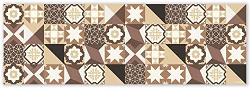 mubusi Tapis Vinyle du Sol Cuisine Salon - Différentes Tailles - (Hydraulique Porto Brun 60x180 cm)