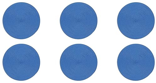 Excelsa Round - Juego de 6 manteles Individuales Redondos, plástico PP, 36 cm, Azul