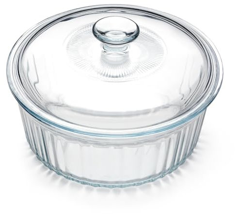 NUTRIUPS Casseruola rotonda in vetro borosilicato da 2,4 l, con coperchio, casseruola rotonda per forno (22 x 22 x 14,5 cm)