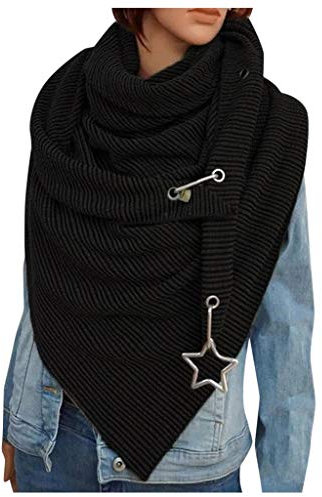 SUNMME Damen Winter weicher Baumwoll-Dreiecksschal mit Knopf, Winterschal (c A)