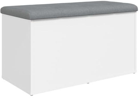vidaXL Banco con almacenaje Madera de ingeniería Blanco 82x42x45 cm