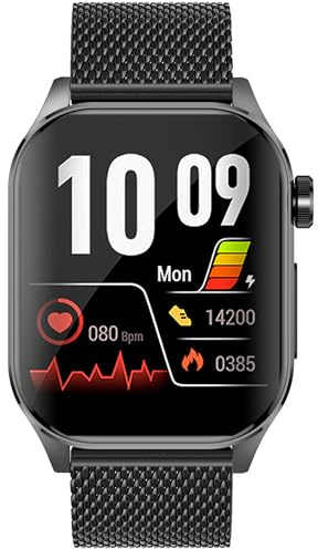 Knauermann PRO 3 (2024) Schwarz - Gesundheitsuhr Smartwatch mit Telefoniefunktion - EKG + HRV und SOS Funktion - AMOLED Display- BT Bluetooth - Schlafapnoe - Milanaiseband Schwarz, 14-24