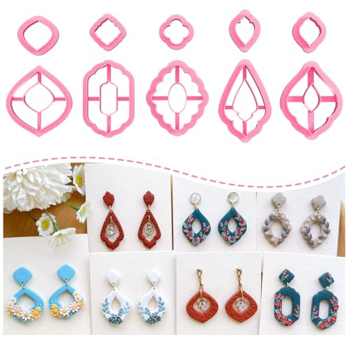 Keoker Emporte-pièces en argile et polymère, emporte-pièces bohème pour bijoux, coupe-boucles d'oreilles