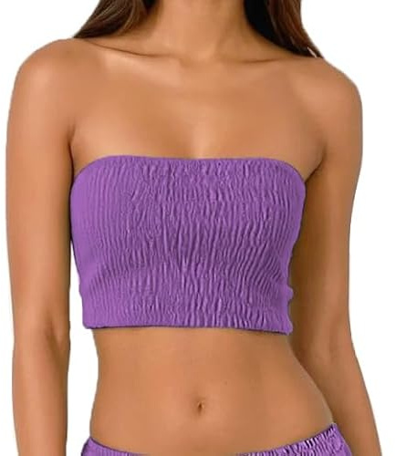 creazioni unique Top Donna Elegante Senza Spalline - Top a Fascia Corto Estivo Elasticizzato 100% Rayon