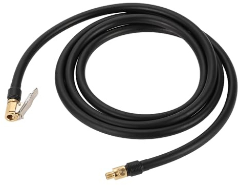 A ABSOPRO Tubo De Extensión Para Inflador De Neumáticos Negro 1Pc 200Cm | Durable, Goma Y Metal, 200 Cm / 78.74 Pulgadas, Rosca M8X0.8, Diámetro 8 Mm, Conector Clip Rápido, 0.305 In X 32 Tpi