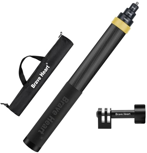 Perche à selfie invisible en fibre de carbone extra longue pour appareil photo Insta360 X5 Insta 360 X4 X3 ONE X2, ONE R, ONE X, ONE GO 3S 3 2 Action 360 Doré 3 m