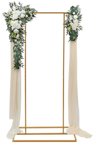 2 x 1 m Soporte de fondo para globos de boda, jardín, flores, globos, arco, decoración de metal, soporte para marco de globos, para exteriores, interiores, fiestas de cumpleaños (dorado)