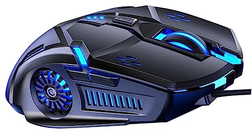 Housoutil Souris USB Silencieuse 3200 Dpi 6d Fil pour Jeu et Bureau | Abs Blanc, Réglage de Vitesse Touche, Compatibilité Grand Écran, Éclairage Respirant Sept Couleurs