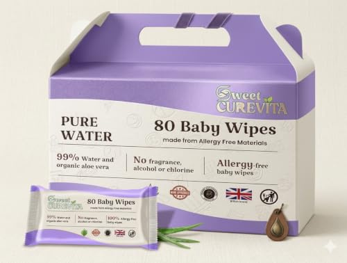 Pure Water Baby Wipes, 99% Water, Organic Aloe Vera, Fragrance-Free, Hypoallergenic (Pack of 24 (24x80PCS))
