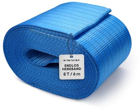 Endlos-Hebeband 8 t WLL – 6 m Nutzlänge – geschlossene Bandschlinge | Flachgewebte Polyester-Hebeschlinge, Typ A2, DIN EN 1492-1