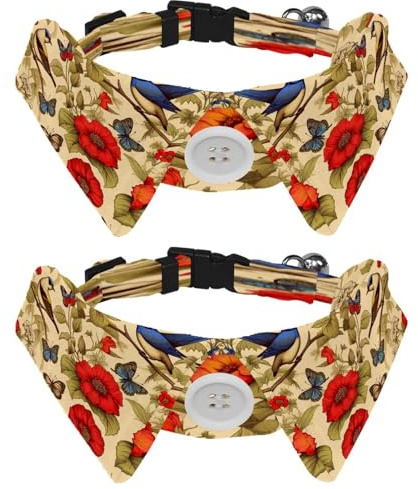 Fliegen für kleine Hunde, Hemd-Halsband, Vögel, Stiefmütterchen, Welpen, Hunde, Katzen, Fliegen für Party, Hochzeit, Urlaub, Haustierzubehör, 2 Stück