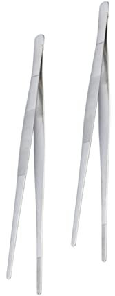 UTHCLO 2pcs Stainless Steel Food Clips Ergonomic BBQ Tweezers for Steak Fish Bread More Rustproof Kitchen Tongs for Safe Handling Restaurant