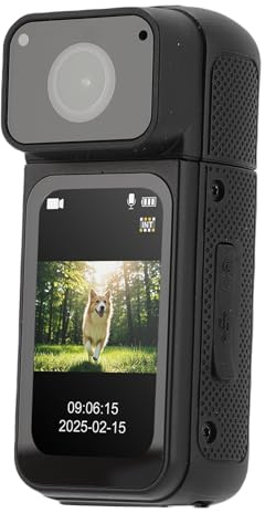 Gugxiom Caméscope de Poche, Caméras Corporelles avec Enregistrement Audio et Vidéo, Objectif Rotatif à 180 ° True HD 2,7k 1,47 en écran à la Lecture de la Catégorie pour la Lecture pour (Black)