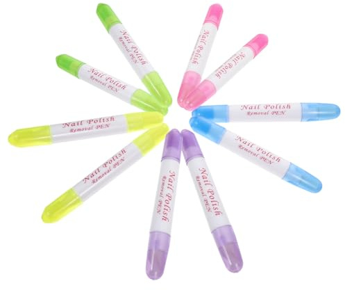 Veemoon Bolígrafos Quitaesmalte para Manicura Profesional y Hogar, Correctores Portátiles de Plástico para Limpieza Precisa, Pack de 10 Unidades para Mujeres