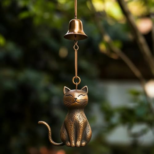 Carillon éolien pour chat, décoration de jardin, statue de chat, carillon éolien, ornements commémoratifs à suspendre, porche, cour, décoration à suspendre pour la maison (D)