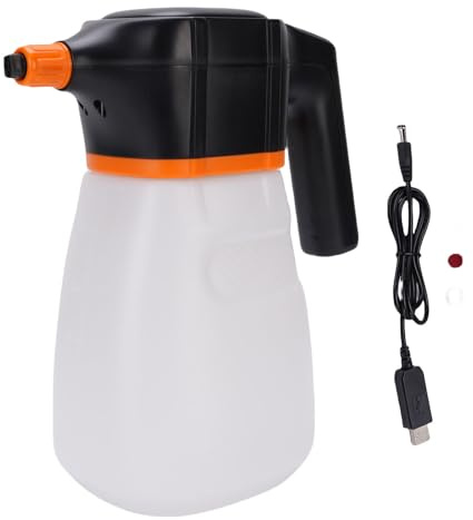 Glomora Elektrischer Schaumsprüher für die Autowäsche, 2 l, 6000 mAh Akku, wiederaufladbarer Hochdruck-Seifensprüher, Pflanzenzerstäuber für die Gartenbewässerung, Reinigung im Freien (Weiß)