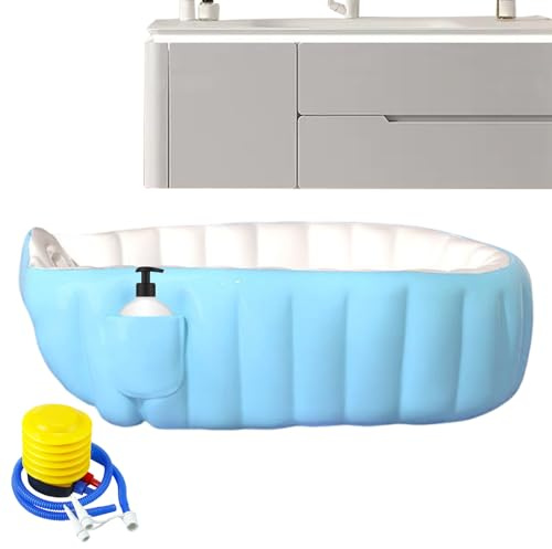 Besreey Baignoire Gonflable Bébé, Baignoire Gonflable Transportable pour avec Pompe à Pied, Bassin Anti-Dérapant pour Bain Douche Intérieur Extérieur Maison Voyage