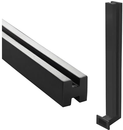Poteau de balustrade en verre noir – 115 cm – Support de coin / extrémité / milieu de pilier latéral mural élégant pour terrasses et balcons modernes