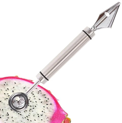 Buerfu Outils de Sculpture de Fruits | Double Cuillère Parisienne en Acier Inoxydable pour Pastèque - Cuillère à Boules pour Pitaya Kiwi Tomates,Pour Préparation de Fruits et Légumes