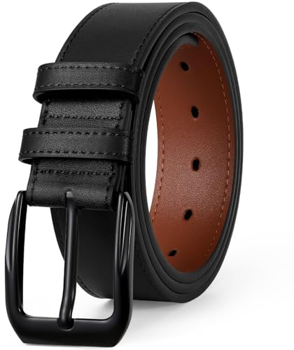 JASGOOD Ceinture Homme Cuir avec Boucle Réglable 38 mm Large et 4 mm Fort Ceinture de travail homme pour Jeans Costume Pantalon