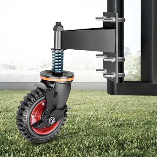 150 mm fjäderbelastade grindhjul med fjädring – 360° roterbar grindhjul med bromsar – hjul med robust fjädring – perfekt för trägrindar, trädgårdsgrindar och staket – upp till 200 kg lastkapacitet