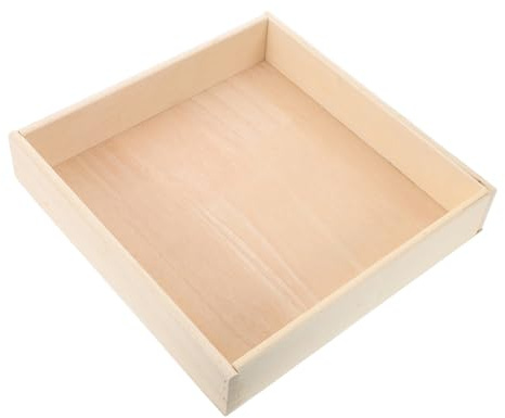 HOMSFOU Wooden Sand Table 25x25x6cm Square Sand Storage Box with Lid Montessori Indoor Sandbox for Sensory Play and Small Space Bedroom
