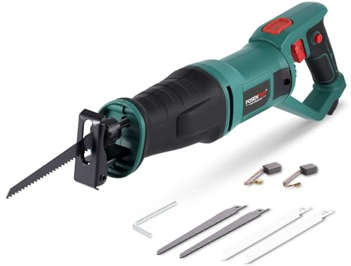 POSENPRO Sierra de Sable 750W, Sierra Eléctrica, 180° mango giratorio, Velocidad variable 0-2800 SPM, Cambio de Hoja sin Herramientas, 4 hojas, Para Cortar Madera, PVC y metal