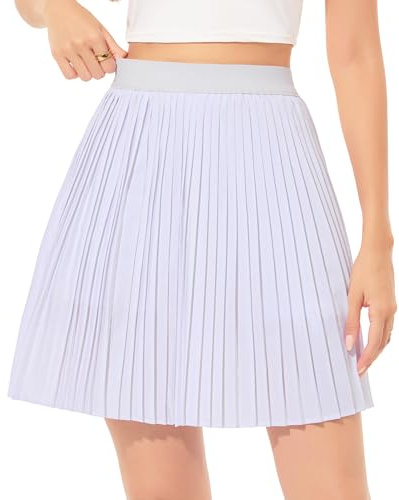 Wikoan Gonne da Donna Gonne Corte Estive Gonne a Pieghe con Fodera Traspirante,Bianco,M