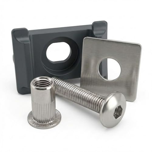 PB Schrauben® 10x Doppelstabmattenzaun Befestigung Set Edelstahl A2 I Schrauben, Klemmplättchen, Klemmblock in Anthrazit (RAL 7016) und Niete - Rostfrei - Kunststoffelement Zubehör für Mattenzaun