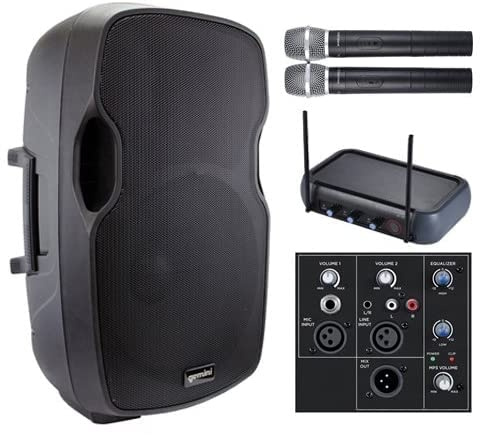 AS 15 - IMPIANTO KARAOKE BUNDLE SISTEMA AMPLIFICATO PORTATILE CON DOPPIO MICROFONO GELATO WI-FI