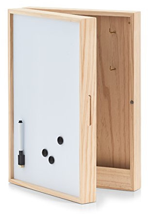 Zeller 15142 - Cassetta Portachiavi con Lavagna Bianca, in Legno, 42 x 30 x 8 cm, Colore: Bianco