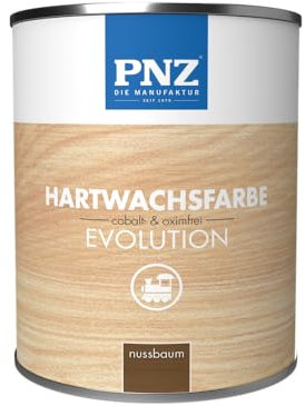PNZ Hartwachsfarbe evolution für Innen | Nachhaltig hergestellt mit regionalen Rohstoffen | besonders strapazierfähig | Arbeitsplatten, Holzmöbel, Holz-Boden, Gebinde:0.25L, Farbe:nussbaum