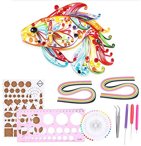 HEEPDD Paper Quilling Kit, 320 Strips with Tools for Easy Crafting, Quilling Supplies Set with Template Tweezer Awl Slotted Pens Ruler Pearl Pins for Beginners Advanced Crafters DIY Scra