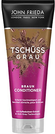 John Frieda Braun Conditioner - Tschüss Grau - Schenkt Geschmeidigkeit und kaschiert graue Strähnchen - Mit Kaffeebohnen-Extrakt, 250 ml 26244