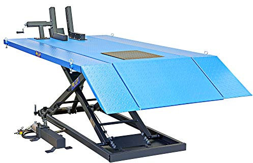 Pro-Lift-Werkzeuge Motorradlift Sonderbreite : 1220mm Antrieb: Pneumatik + Fußpumpe 675kg Motorradhebebühne Scherenbühne Höhe 840mm Hebebühne Motorrad