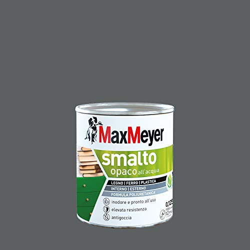 Maxmeyer Smalto All'Acqua Poliuretanico Opaco Grigio Fumo 0,125 L