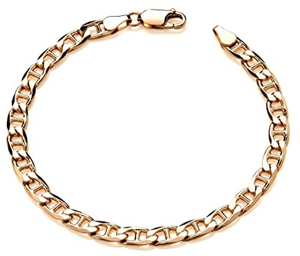 Old English Jewellers 9ct Yellow Gold on Silver Men's ANCHOR MARINER Bracelet - 8.5 inch
