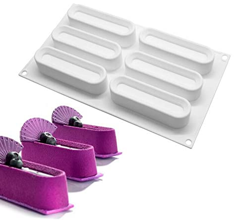 Stampo in silicone 3D per mousse francese, stampo per candela per sapone da forno fai-da-te per dolci, 6 fori Ovale