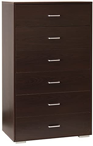 Totò Piccinni Cassettiera in Legno 6 Cassetti comò design moderno ideale per camera e soggiorno (Wengè)