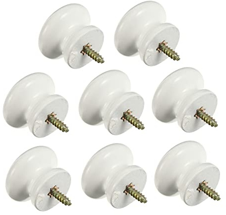 SEWOART 8Pcs Round Solid Wood Door Knobs Self Tapping Handles for Wardrobe Cabinet Drawer Pulls 1.30X1.30X1.18In Practical Furniture Hardware Set