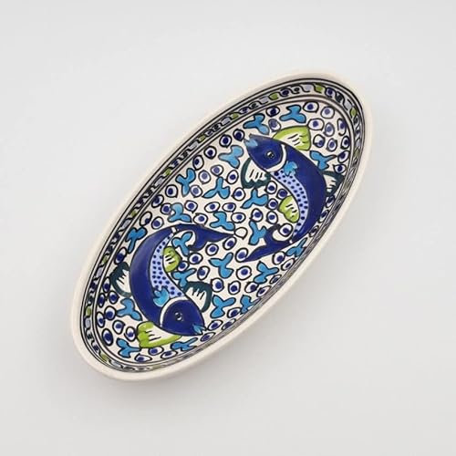 Piatto ovale Pesci Blu - L 30 cm