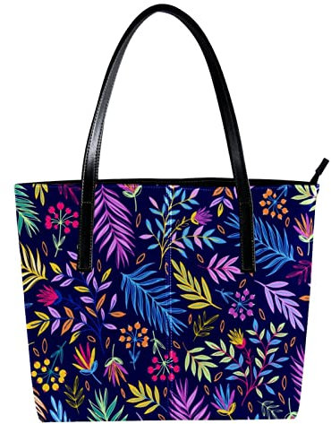 Bunte exotische Blumen Schultertasche Leichte Freizeit Schultasche Lehrer Tasche Handtasche Geldbörse, Mehrfarbig