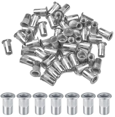OUDQFCJ 60 pcs Tuercas remachables M5 de Aluminio con Cabeza Plana de Acero Inoxidable