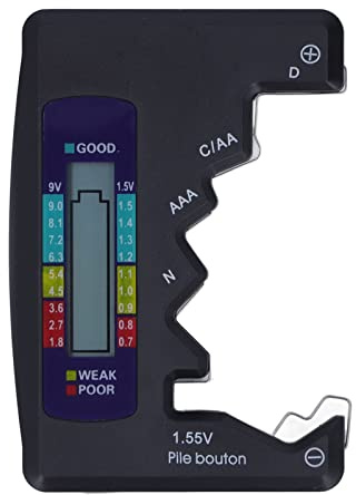 Digitaler Batterietester, Batterietestgerät, LCD-Display, Digitaler Prüfer, Universeller Batterietester, ABS-LCD-Bildschirm, Knopfzellen-Batterieprüfer Für 1,5 V-9 V-Messung(Schwarz)