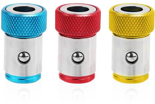 3pcs Screwdriver Head Magnetic Ring, Metal Magnet Screw Ring Removable Screwdriver Magnetizer Ring Holder for 1/4in Hex Screwdriver and Power Bits