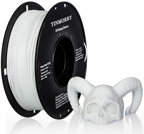 TINMORRY Glasfaserverstärktes PETG Filament 1.75mm, Hohe Schlagzähigkeit PETG GF 3D Druck Filament, Haltbarkeit & Steifigkeit, Passend für die meisten FDM 3D Drucker, 1 KG 1 Spule, Frosted Weiß