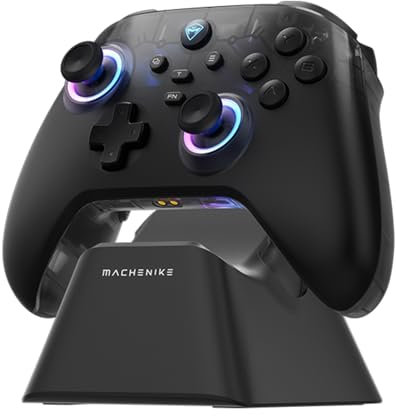 Machenike G3V2 Manette Sans fil PC avec Charge Station, Hall Joysticks & Trigger, 1000Hz, RGB Manette Bluetooth pour PC/Switch/IOS/Android/MAC, Batterie 1000mAh, 2 Palette (Noir)