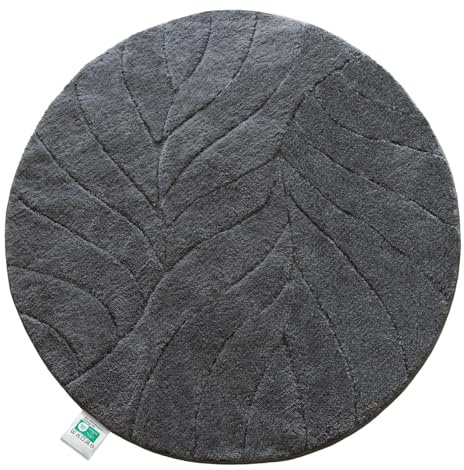Floordirekt Badmatta – extra fluffig och snabbtorkande – badrumsmatta med halkfri baksida – badmatta duschmatta (Maris) (mörkgrå, rund 120 cm)