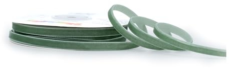 Samtband 6mm x 10m Rolle - FARBAUSWAHL in 3/6/10/16/22/25/50mm - farbecht & waschbar - Schleifenband für Hochzeit - Geschenkband zum Verpacken Dekorieren Basteln - Eukalyptus 509